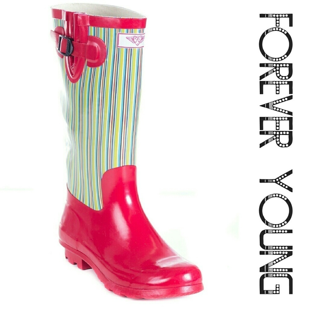 Women Tall Rain boots, #1516, Red